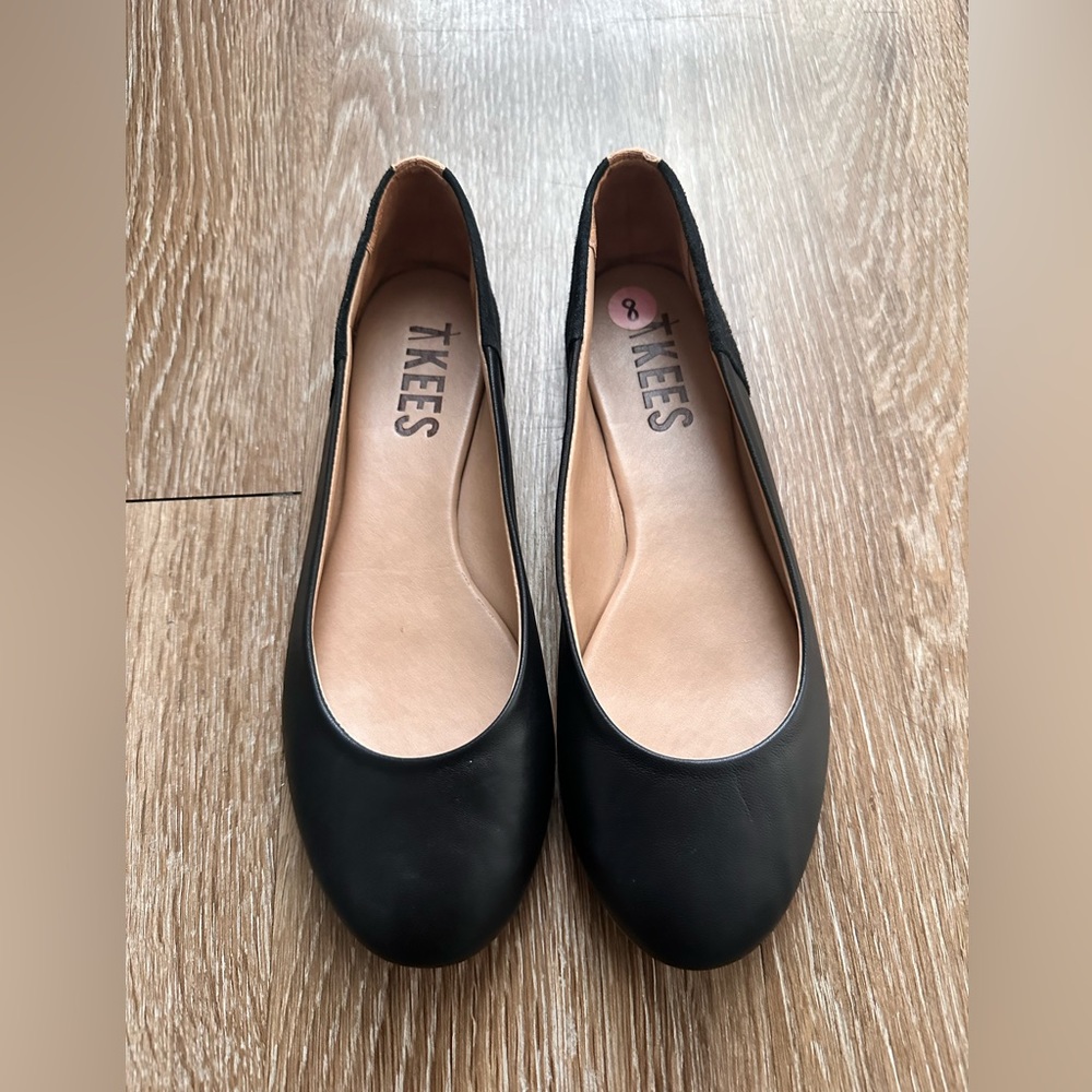 Black Tkees Leather Ballet Flats (Brand New)